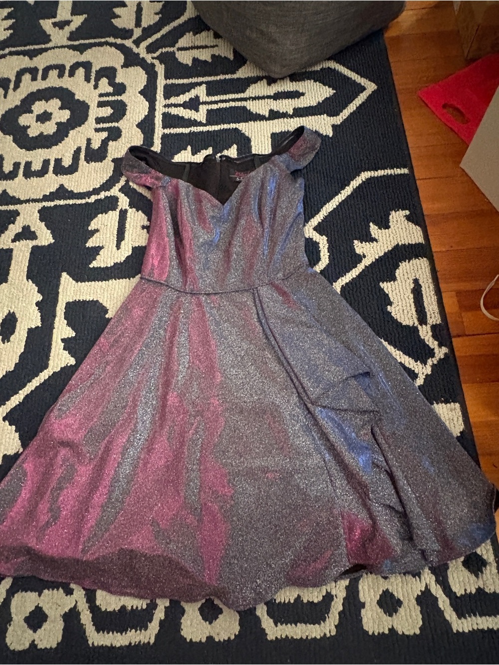 Blondie Nites Iridescent Pink and Blue Glitter Fit-and-Flare Dress